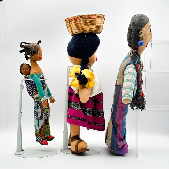 Lot 3 Intl Cloth Dolls African Mexican Himalayan Handmade - Picture 10 of 13